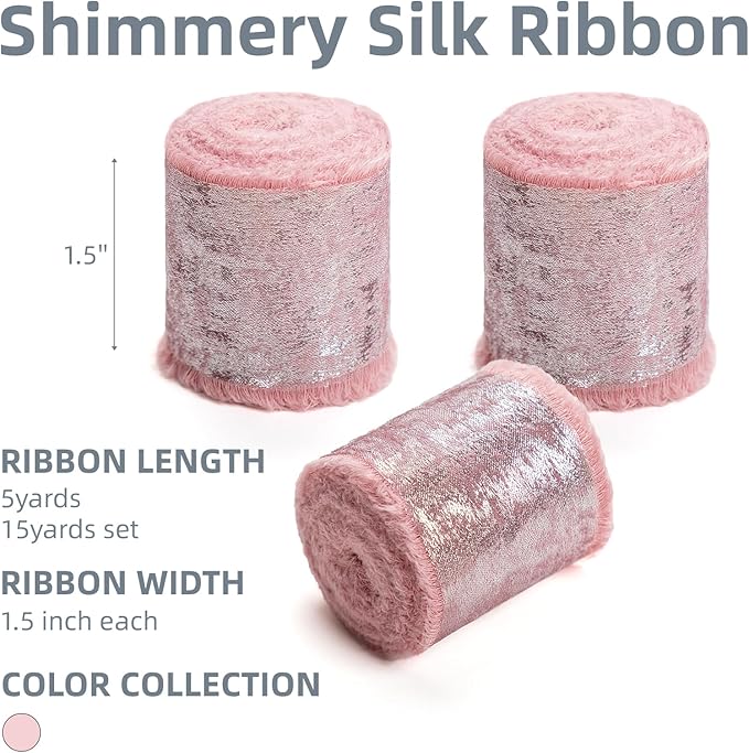 Rose Gold Silk Chiffon Ribbon - Image 2