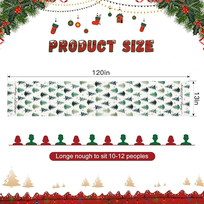 OTOSTAR Snowflake Christmas Tree Black Merry Christmas Table Runner, Xmas - Image 5