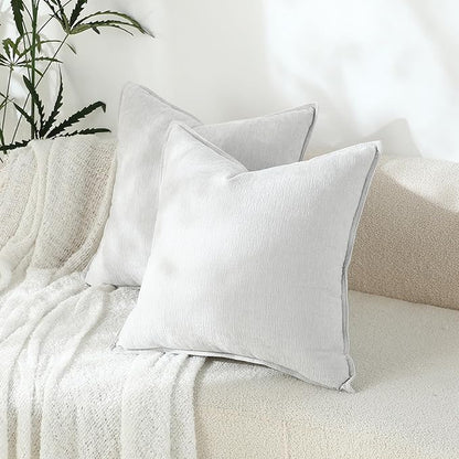 Stellhome Soft Chenille Decorative Pillow Covers 20x20 Inch Natural Light Grey - Image 7