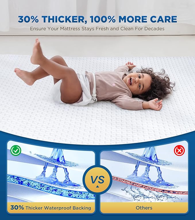 Premium 100% Waterproof Twin Mattress Protector Breathable Cooling 3D Air - Image 2