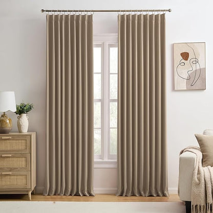 KEQIAOSUOCAI Cappuccino Pinch Pleated 60 Inch Wide Curtains 60 x 95, Thermal by KEQIAOSUOCAI