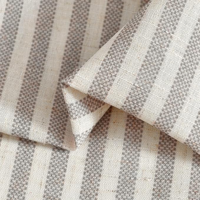 jinchan Tab Top Linen Kitchen Curtains 24 Inches Striped Tier Curtains - Image 8