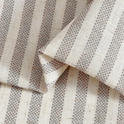 jinchan Tab Top Linen Kitchen Curtains 24 Inches Striped Tier Curtains - Image 8