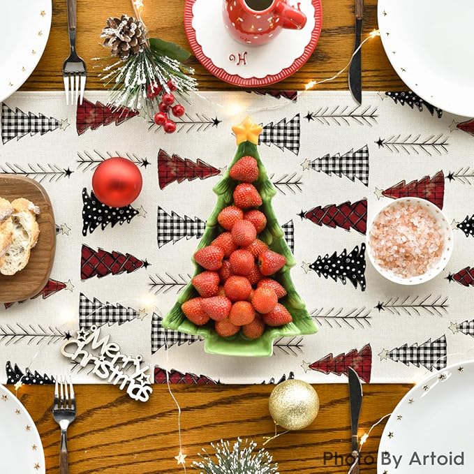 Artoid Mode Xmas Tree Christmas Table Runner, Seasonal Winter Kitchen Dining - Image 4