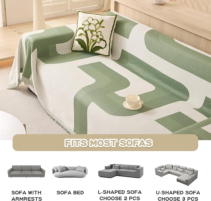 MEETSKY Couch Covers for 3 Cushion Couch Pet Friendly, Washable Modern Jacquard - Image 3