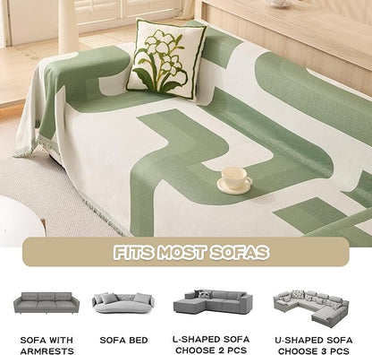 MEETSKY Green Couch Cover for Dogs Sofa Covers for Cushion Couch Sofa Chenille - Image 3