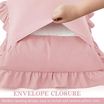 KKJIAF Ruffle Pillow Cases Standard Size Set of 2, Ruffled Pillow Covers - Image 5
