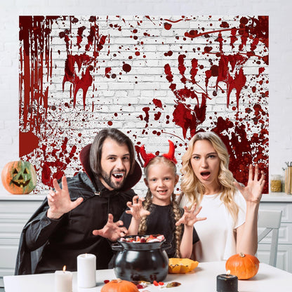 Mocsicka 10x8ft Halloween Backdrop Bloody Horror Scary Handprint Bloodstain Splashes of Blood Halloween Party Decorations Banner Photo Booth Props