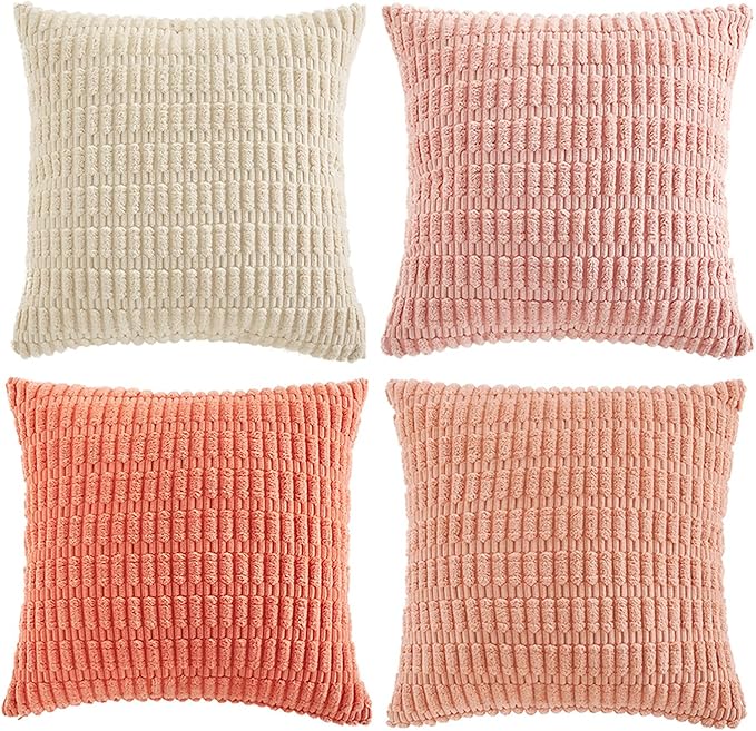 Fancy Homi 4 Packs Boho Blush Pink Decorative Throw Pillow Covers 22x22 Inch - Image 6