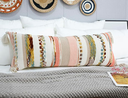 PANOD Boho Long Lumbar Throw Pillow Cover 14 x 36 Orange, Chenille Morocan by PANOD