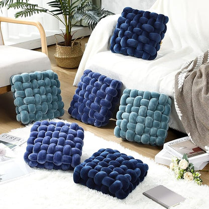 Wenqik 2 Pcs Knot Pillows Square Knotted Plush Throws Soft Accent Pillows - Image 5