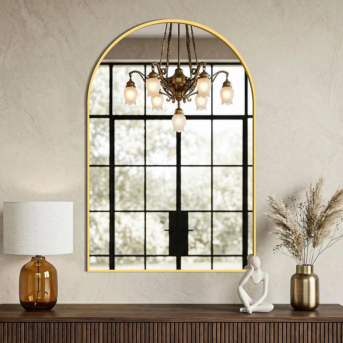 amoise arched bathroom mirror for wall, 2 pack, package contents