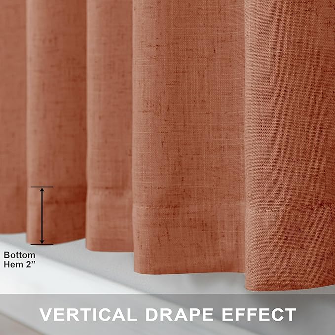 Pitalk Boho Curtains for Bedroom 2 Panels Rust Terracotta Colored Rod Pocket - Image 7