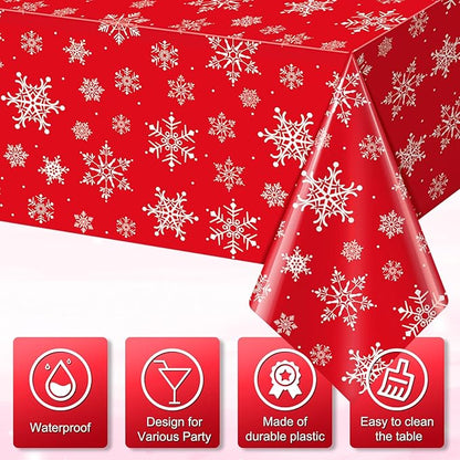 Jectivs 3 Pieces Christmas Snowflake Plastic Party Tablecloth Decorations - Image 3