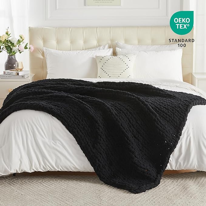 Carriediosa Chunky Knit Throw Blanket 60" X 80" Twin, 100% Hand Made Large - Image 4