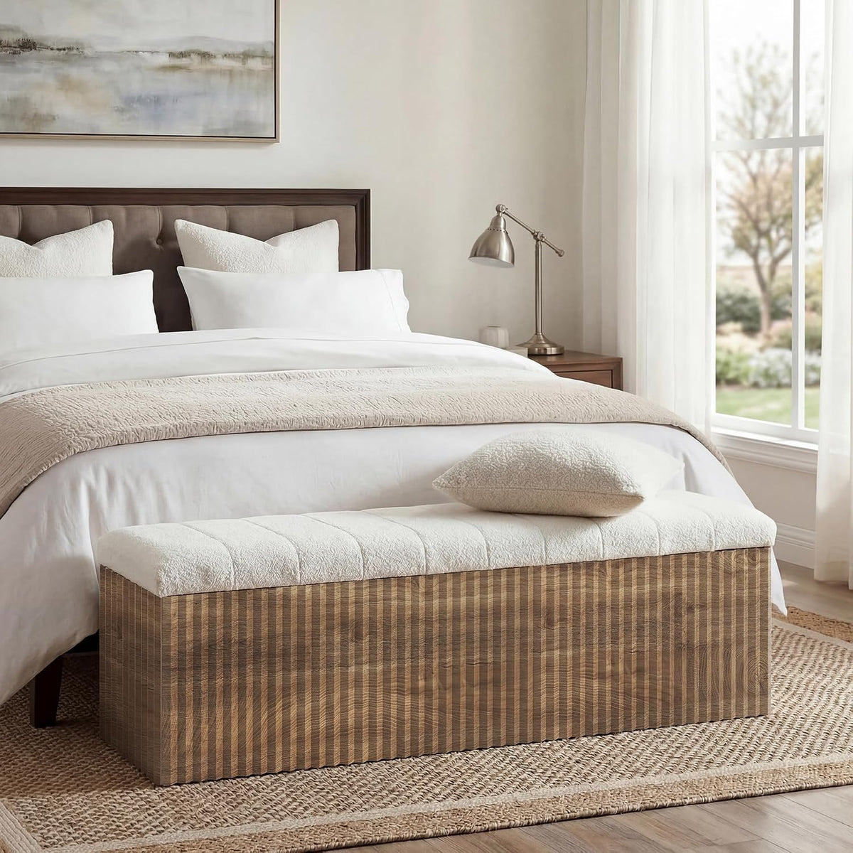 little tree upholstered end of bed storage bench, main product view