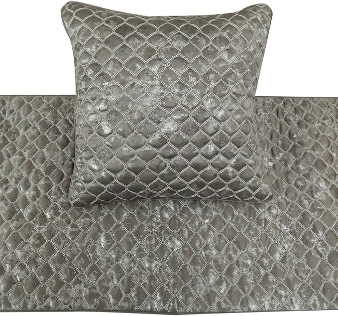 The HomeCentric King/Queen/Twin Grey & Silver Designer King 90"x18" Bed Runner - Image 2