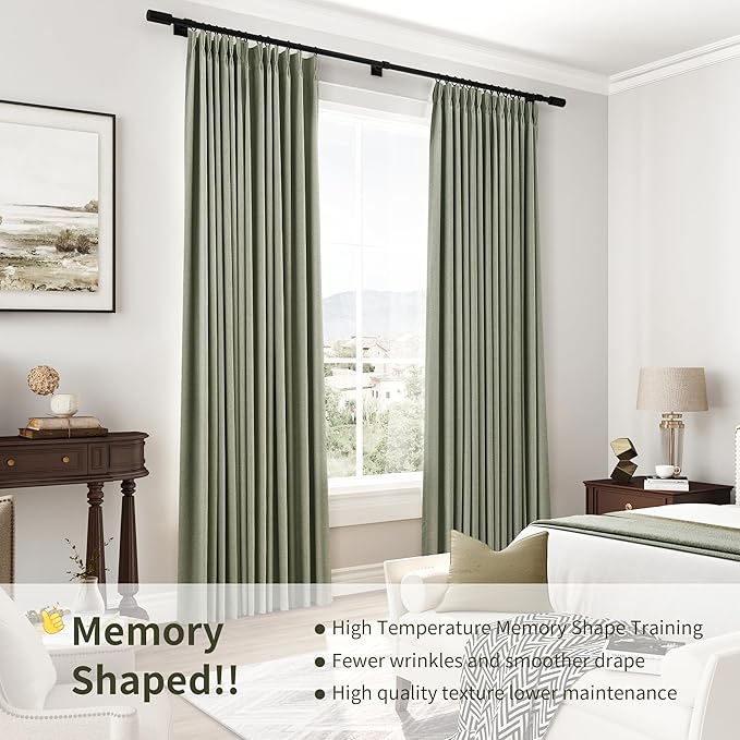 Pinch Pleat 100% Blackout Linen Curtains 96 Inches Long - Image 4