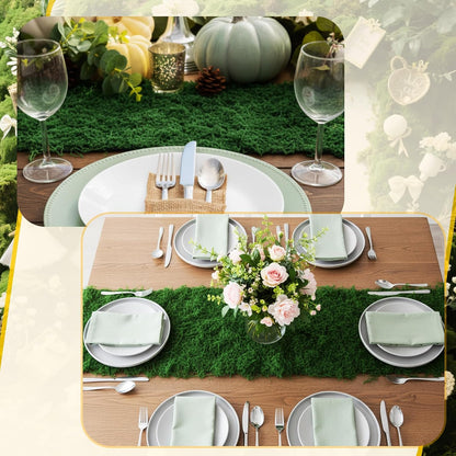 2 Artificial Moss Table Runner Halloween Enchanted Party Decor, Dark Green