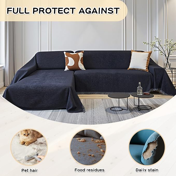 MYSKY HOME Couch Cover for Sectional Sofa, 2 Pieces Couch Covers for L Shape - Image 3