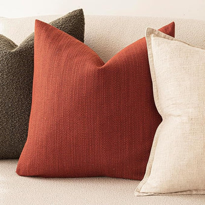 Foindtower Set of 2 Decorative Textured Burlap Linen Throw Pillow Covers - Image 4