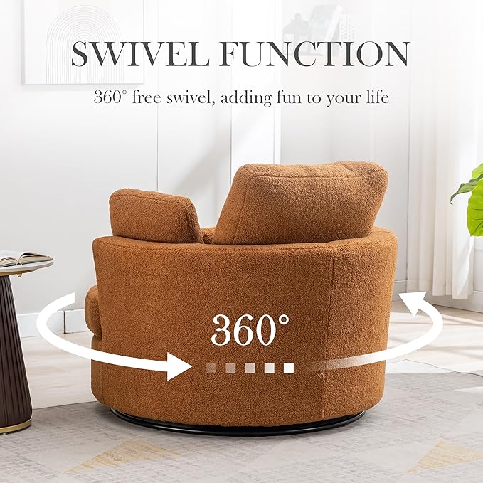 Aoiy & Wifon 42.2" W Oversized Swivel Barrel Chair - Image 7