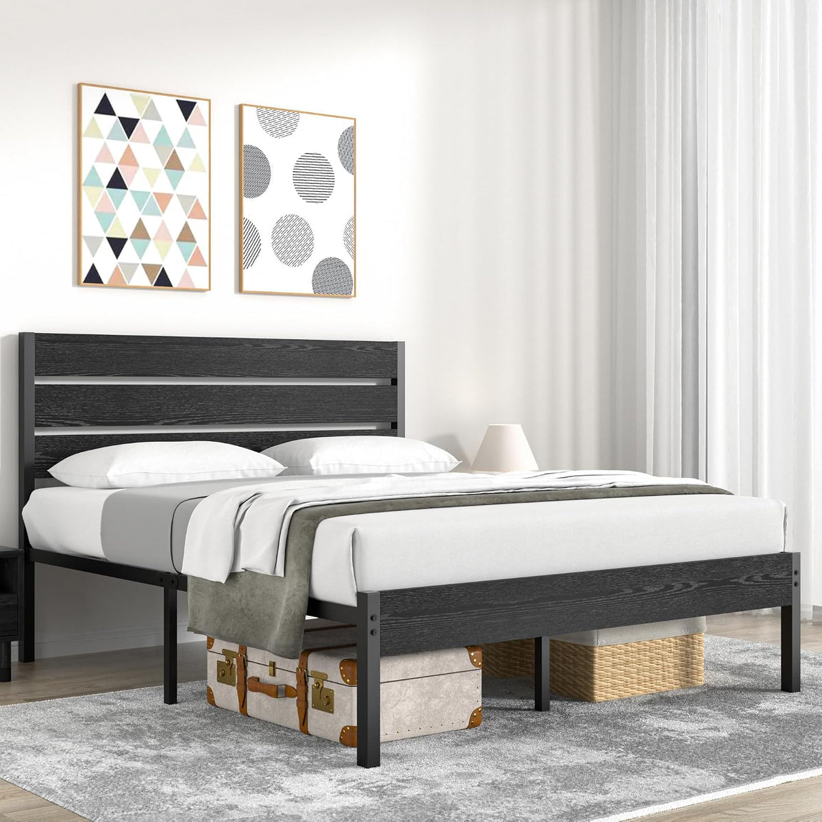 vecelo queen size bed frame - heavy-duty metal, main product view