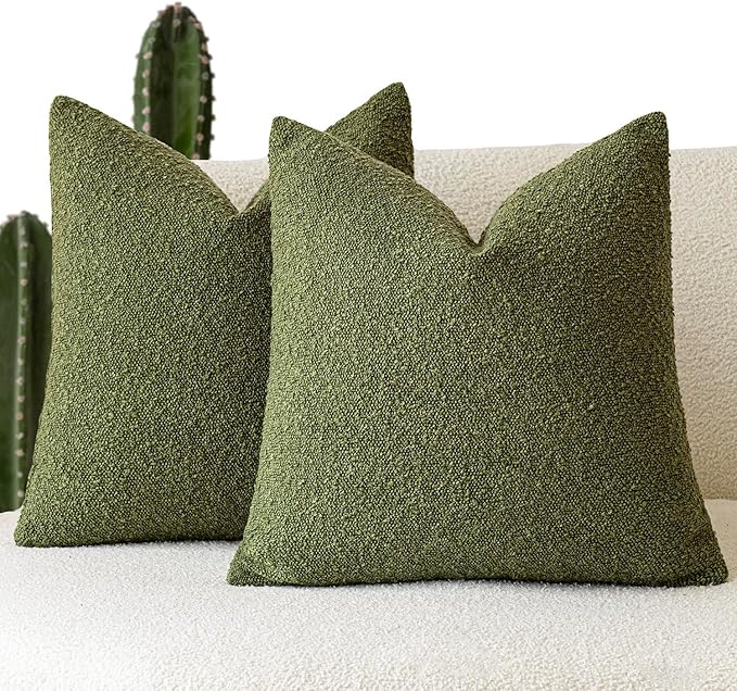 Foindtower Pack of 2 Modern Textured Boucle Throw Pillow Covers Accent Solid by Foindtower