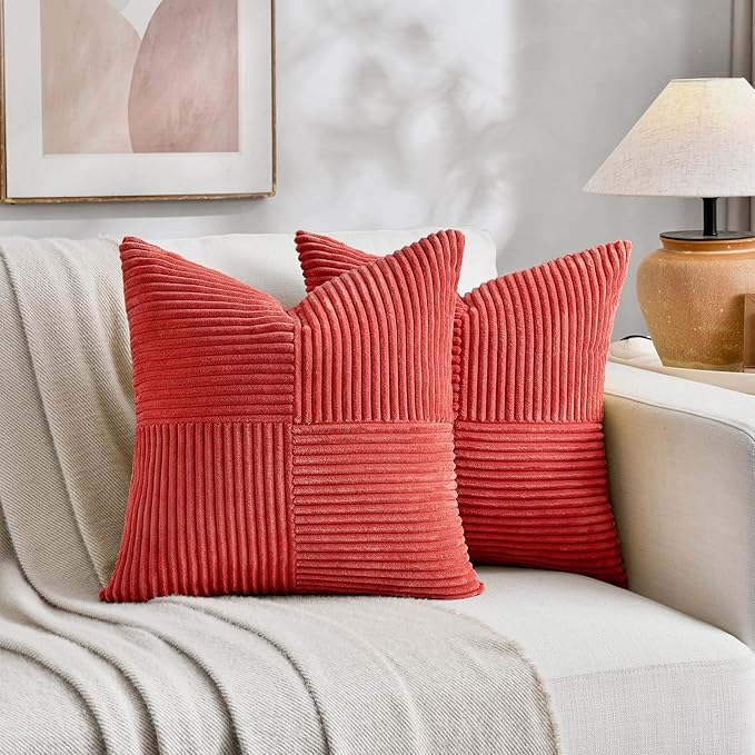 Fancy Homi 2 Packs Red Decorative Throw Pillow Covers 16x16 Inch - Image 6