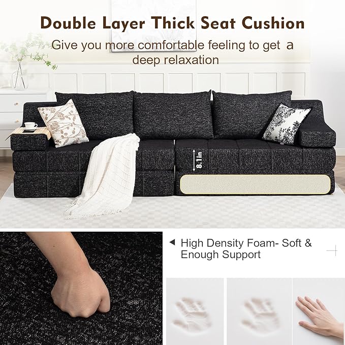 MEISSALIVVE Pull Out Sofa Bed, Queen Size Sleeper Sofa Bed - Image 5