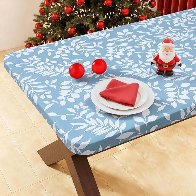 Smiry Rectangle Picnic Tablecloth, Waterproof Elastic Fitted Table Covers by Smiry