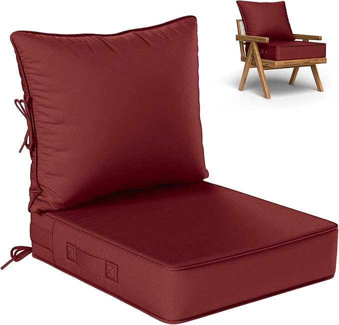 Outdoor Seat Cushion Set 22 L × 24 W × 5 H Inch Waterproof & Fade Resistant by VisitheKimunukStore