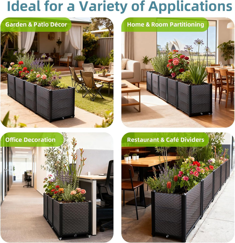 Large Raised Planter Box Outdoor Self Watering 78.7"x15.7"x19.7&quo...