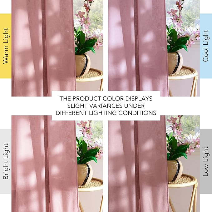 NICETOWN Thick Linen Pink Curtains - Image 7