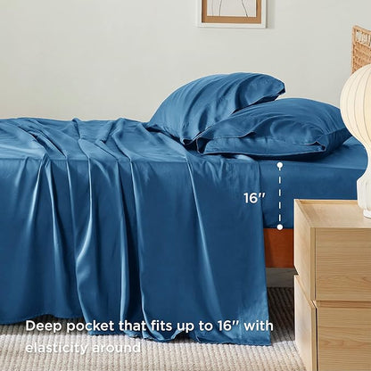 Bedsure Queen Sheet Set, Rayon Derived from Bamboo, Cooling Sheets, Deep Pocket - Image 3