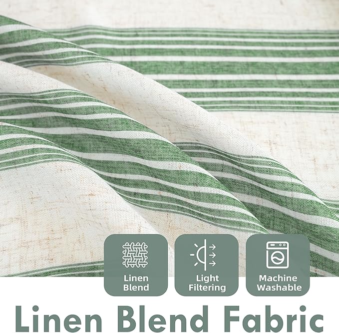 DriftAway Farmhouse Vertical Striped Linen Blend Textured Light Filtering Semi - Image 2