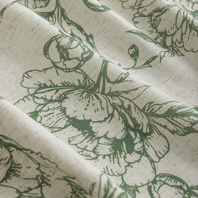 Green Floral Curtains for Living Room 96 Inches Long French Country Green Peony - Image 7