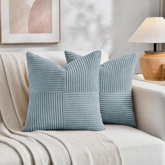 Fancy Homi Set of 2 Light Blue Samll Decorative Throw Pillow Covers 14x14 Inch - Image 5