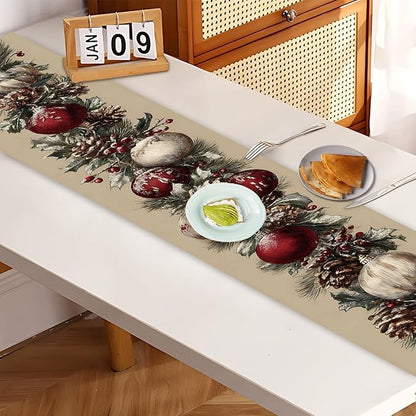 Elegant Red and White Christmas Table Runner – 13x72 Inch Holiday Table Decor - Image 7