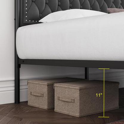 keyluv queen upholstered canopy bed frame with 2, view 9