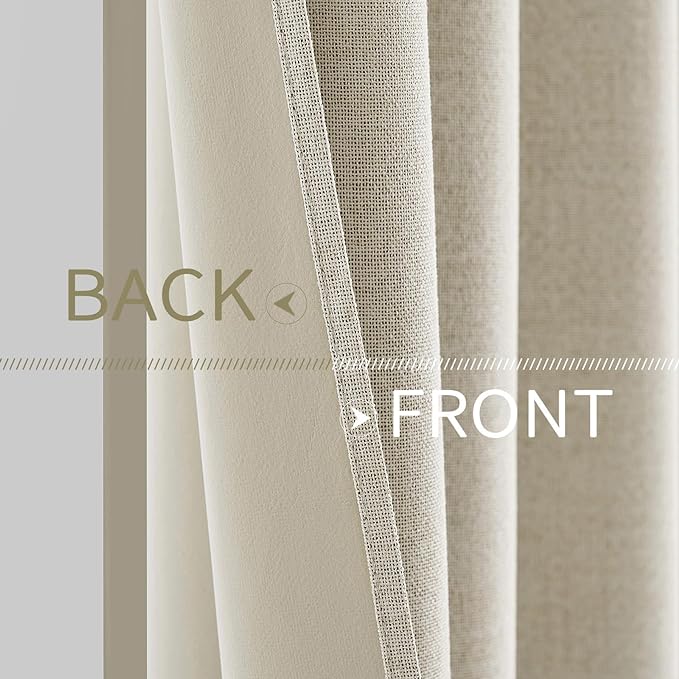MIULEE 100% Blackout Linen Textured Curtains - Image 6