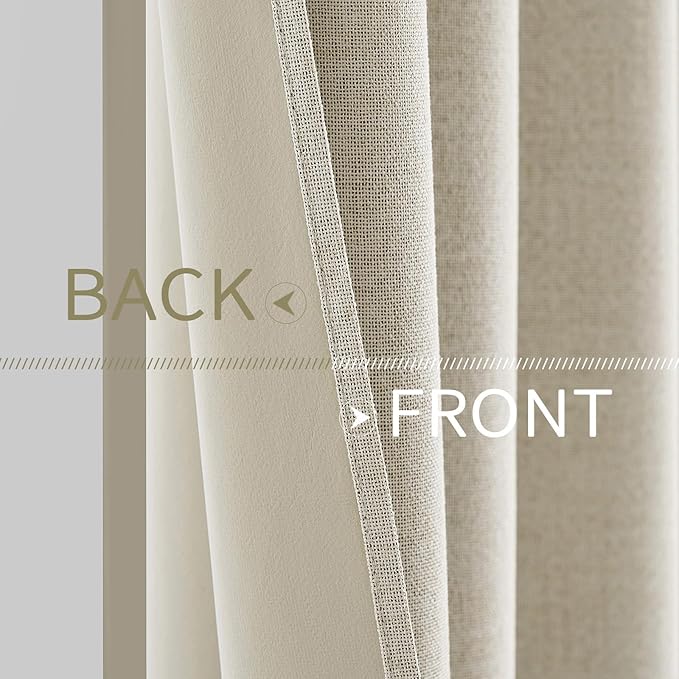 MIULEE 100% Blackout Linen Textured Curtains - Image 6