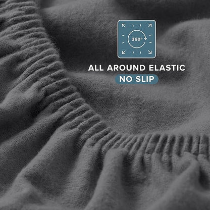 Bare Home Flannel Fitted Bottom Sheet 100% Cotton, Velvety Soft Heavyweight - Image 2