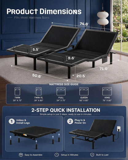 marsail split king adjustable bed frame electric bed shown in use