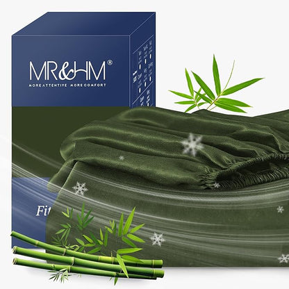 MR&HM Full Fitted Sheet Only, Ultra-Soft Rayon Derived from Bamboo & Polyester by MRHM