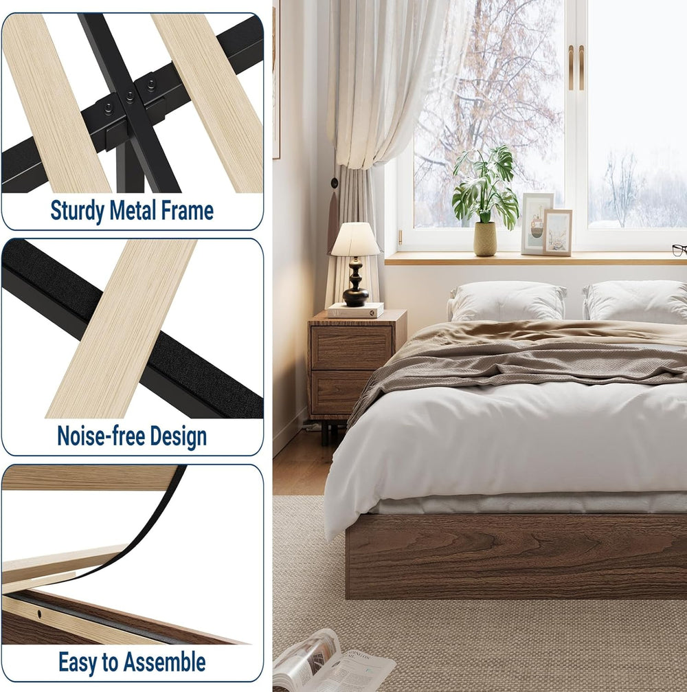 GarveeHome Wood Platform Bed Frame, Twin XL Bed Frame Without Headboard