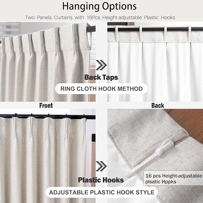 IVAPUPU Natural Linen Blend Pinch Pleated Blackout Curtains - Image 7