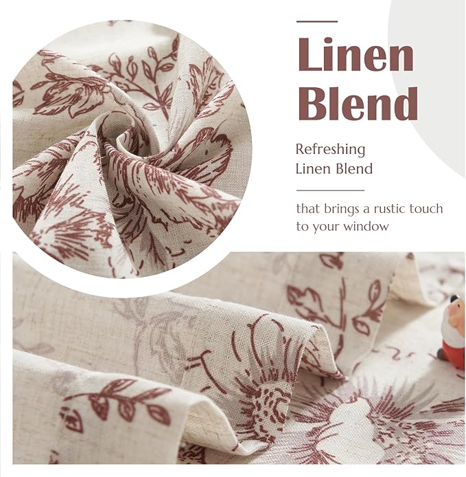 jinchan Linen Floral Tier Curtains 45 Inch Christmas Decorations Farmhouse - Image 6
