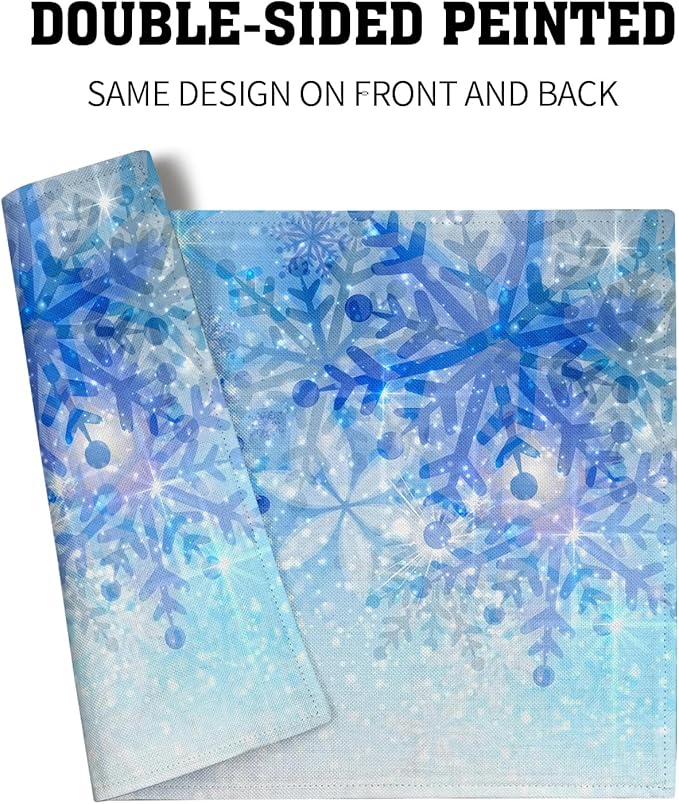 Giwawa Christmas Snowflake Placemats, Winter Snow Place Mats Set of 4 - Image 5