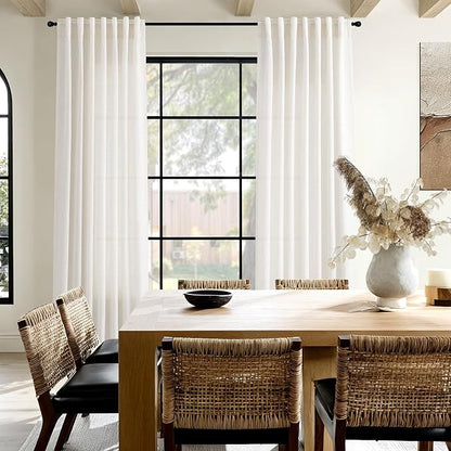 Ivory White Linen Back Tab Curtains 84 Inch Length - Image 8